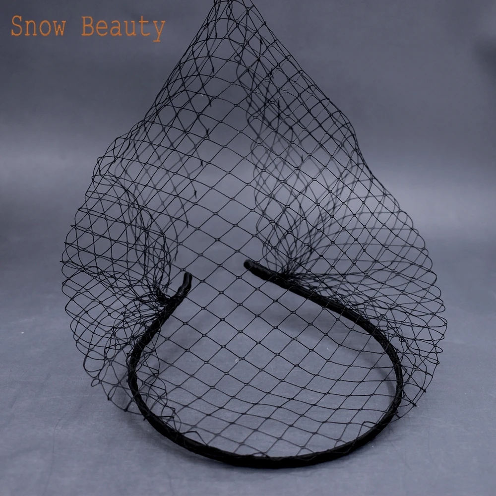 JM06 White Black Bridal Headband Veil Crystal Birdcage Veil Face Net Mask Bling White Diamante Hair Hoop Headpiece Face Veil