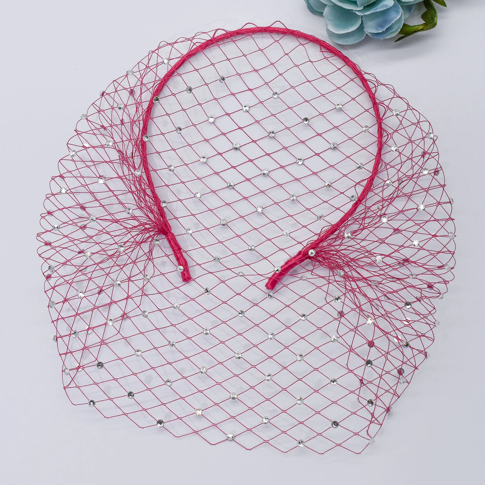JM06 White Black Bridal Headband Veil Crystal Birdcage Veil Face Net Mask Bling White Diamante Hair Hoop Headpiece Face Veil