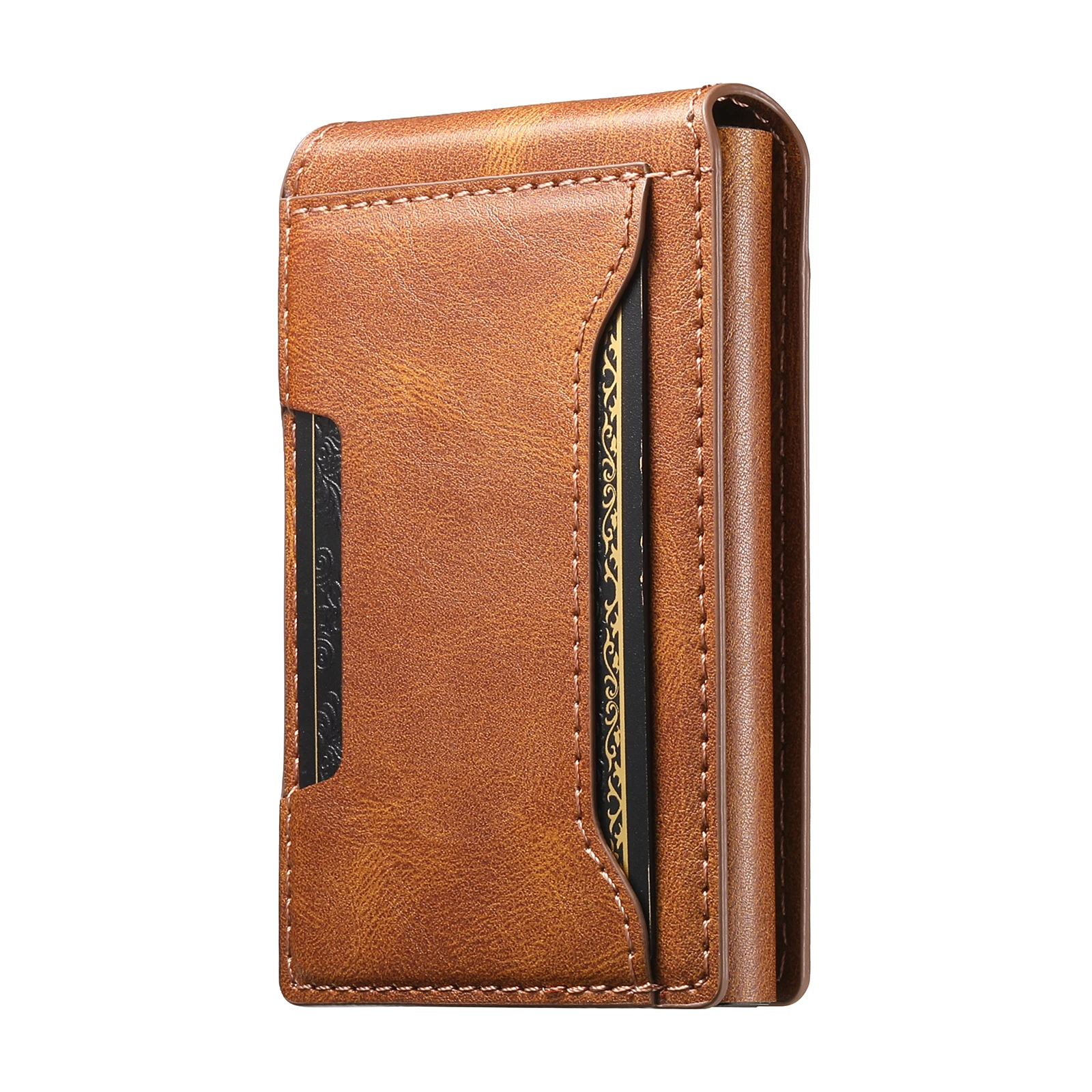 SUTENI Faux Leather For Men Wallet Card Slot Wallet Flip Cover Card Box Pressing The Button Automatically Ejects The Card