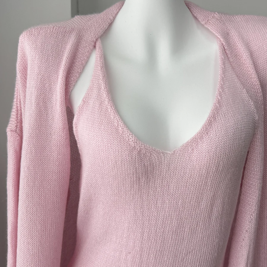 Hirsionsan Soft Loose Sets Women Three Pieces Long Sleeve Cardigan & Sexy Vest Dresses Elegant Female Hollow Outfits Tracksuit