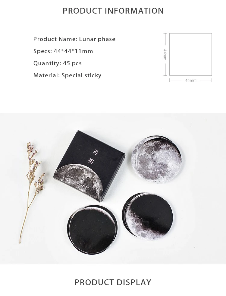 45pcs/box Cute Creative Moon Mini Sticker Ablum Diary Scrapbooking Bullet Journaling Labels Deco Album DIY Stationery Stickers