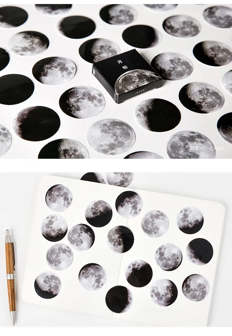 45pcs/box Cute Creative Moon Mini Sticker Ablum Diary Scrapbooking Bullet Journaling Labels Deco Album DIY Stationery Stickers