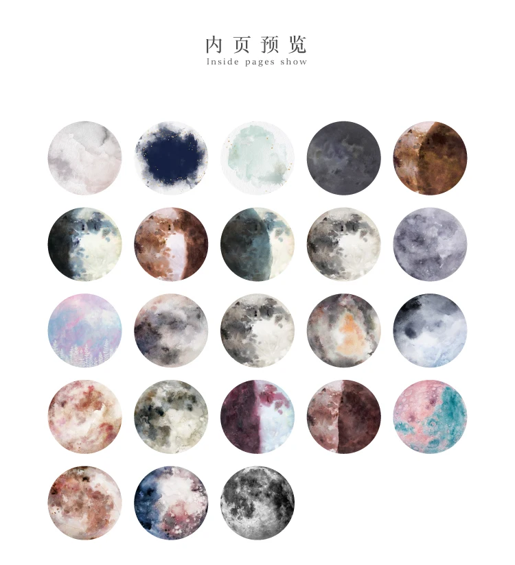 45pcs/box Cute Creative Moon Mini Sticker Ablum Diary Scrapbooking Bullet Journaling Labels Deco Album DIY Stationery Stickers