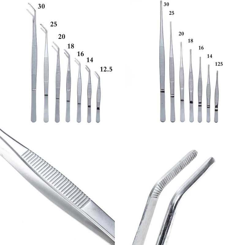 Stainless Steel 430 Anti-iodine Medical Tweezers Long Straight Forceps 12.5cm-30cm Straight Head Elbow Thicken Medical Tools