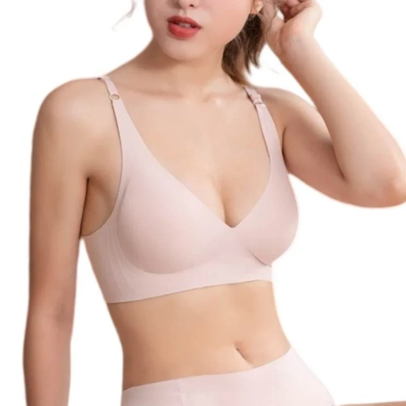 Sexy Seamless Bras For Women Wire Free Push Up Brassiere Deep V-Neck Lingerie U-Back 2-Hook Underwear Intimates S-5XL
