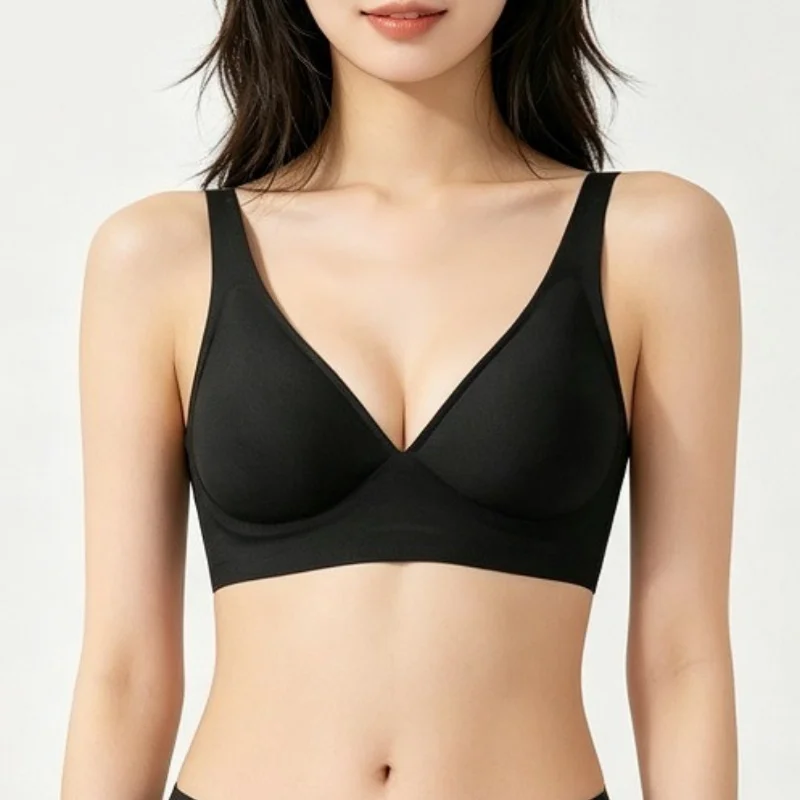 Sexy Seamless Bras For Women Wire Free Push Up Brassiere Deep V-Neck Lingerie U-Back 2-Hook Underwear Intimates S-5XL
