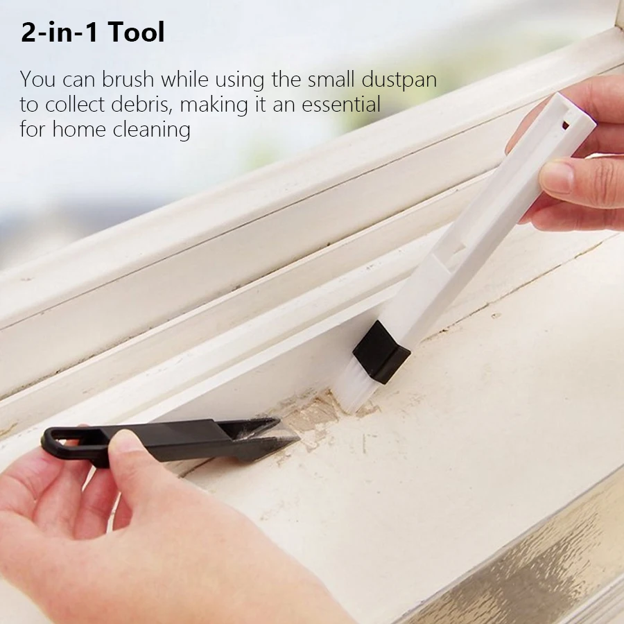 Portable Two-in-one Cleaning Brush Multifunctional Door and Window Keyboard Groove Cleaner Dust Shovel Window Rail Cleaning Tool