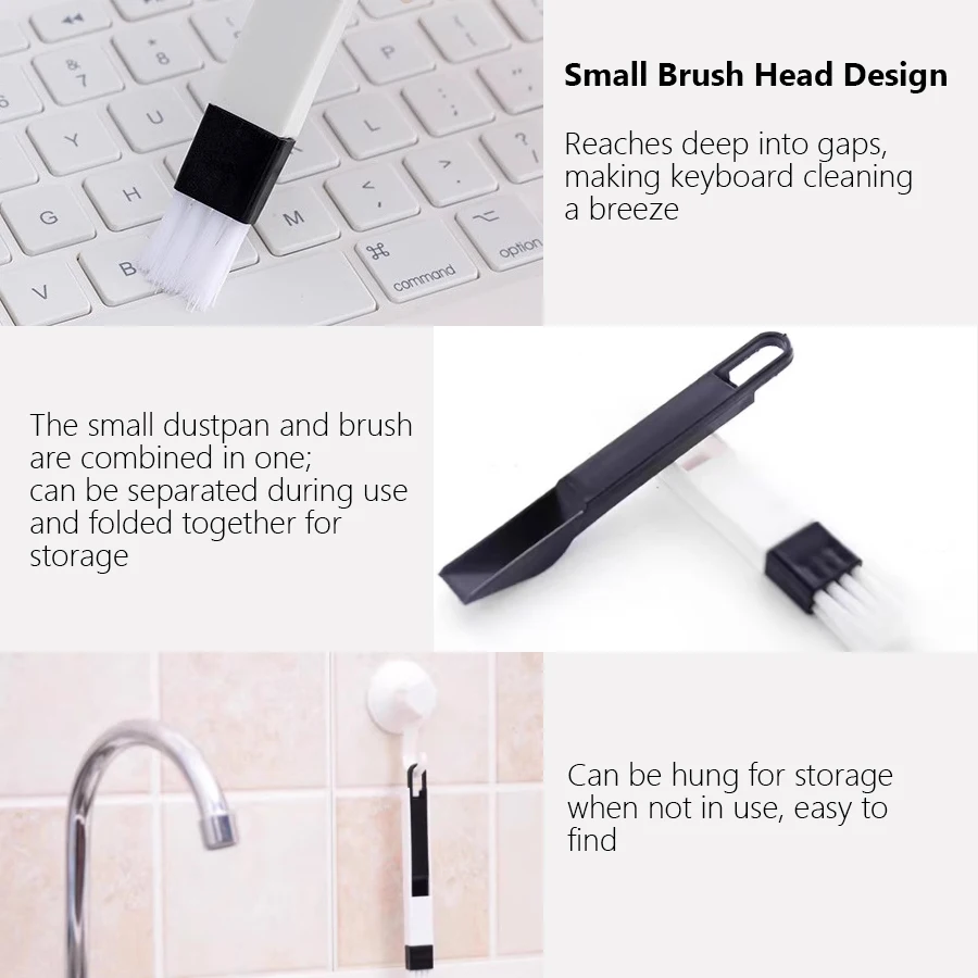 Portable Two-in-one Cleaning Brush Multifunctional Door and Window Keyboard Groove Cleaner Dust Shovel Window Rail Cleaning Tool