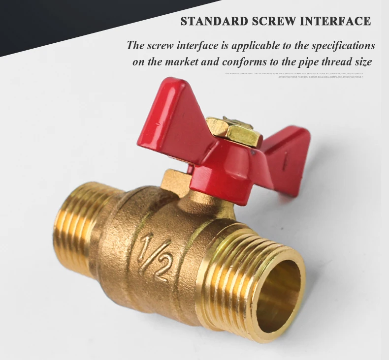 1/4" 3/8" 1/2" 3/4" Female To Female Thread Two Way Brass Shut Off Ball Valve With Butterfly Handle For Fuel Gas Water Oil Air