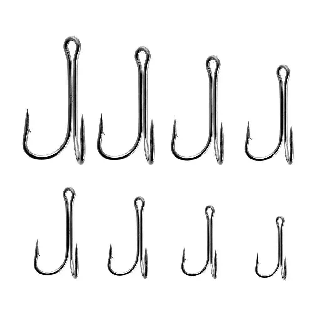10pcs/box Double Fishing Hook Fly Tying Double Frog Hook Bass Weedless Fishing Asist Hooks Fishhook for Soft Lure Jig Head