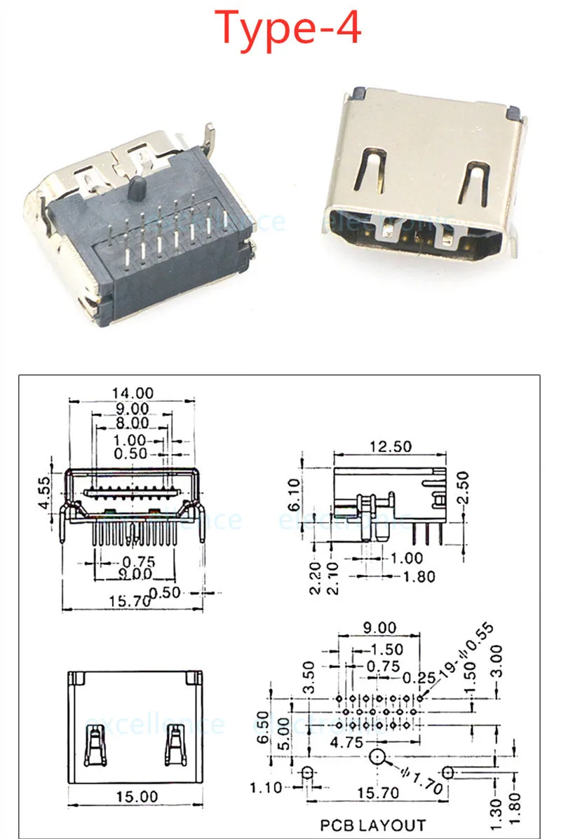 5pcs HDMI HD Interface Connector SMD 19 Pin 19P Vertical Right Angle HDMI Socket Surface Mound PCB Receptacle