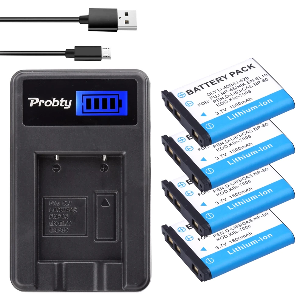 Li-40B Li 40B Li-42B Li 42B Battery + LCD USB Charger for Olympus for FUJIFILM Fuji NP-45 NP 45 NP45 NP 45A 45B 45S EN-EL10
