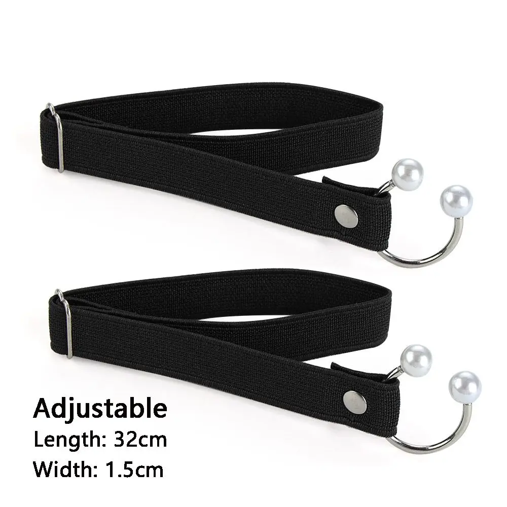 1Pair Women High Heels Adjustable Elastic Shoe Strap Belt U-shaped Pearl Elastic Lazy Shoelace Anti-drop Heels Shoe Accessories