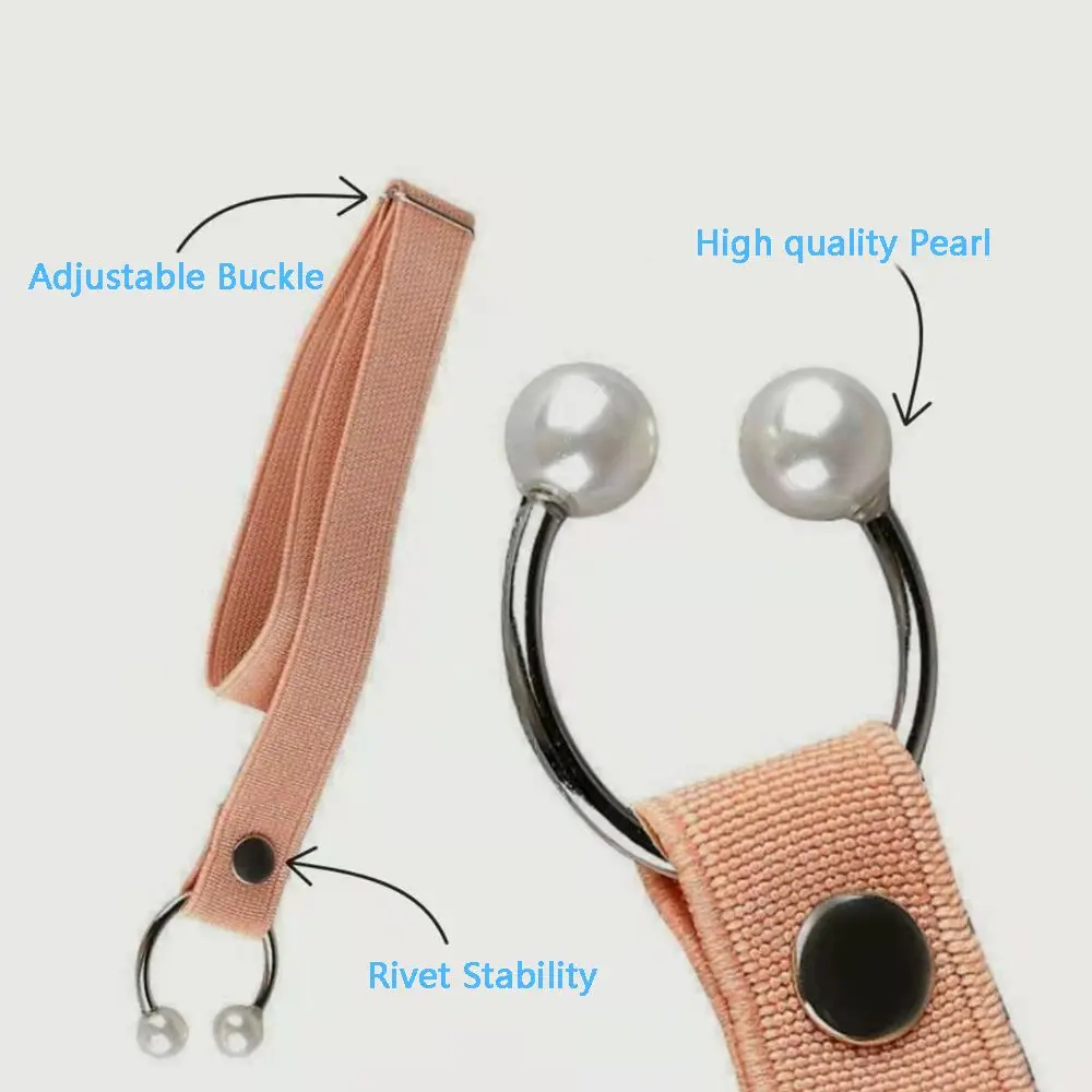 1Pair Women High Heels Adjustable Elastic Shoe Strap Belt U-shaped Pearl Elastic Lazy Shoelace Anti-drop Heels Shoe Accessories
