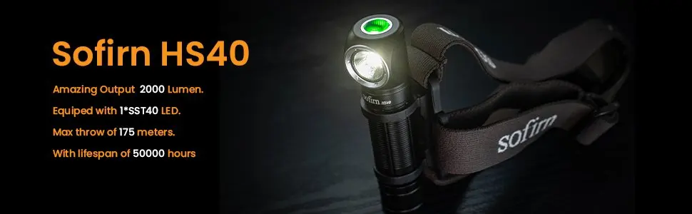 Sofirn HS40 USB C Rechargeable Headlamp 18650 Super Bright SST40 LED Torch 2000lm Flashlight with 2 Modes Power Indicator
