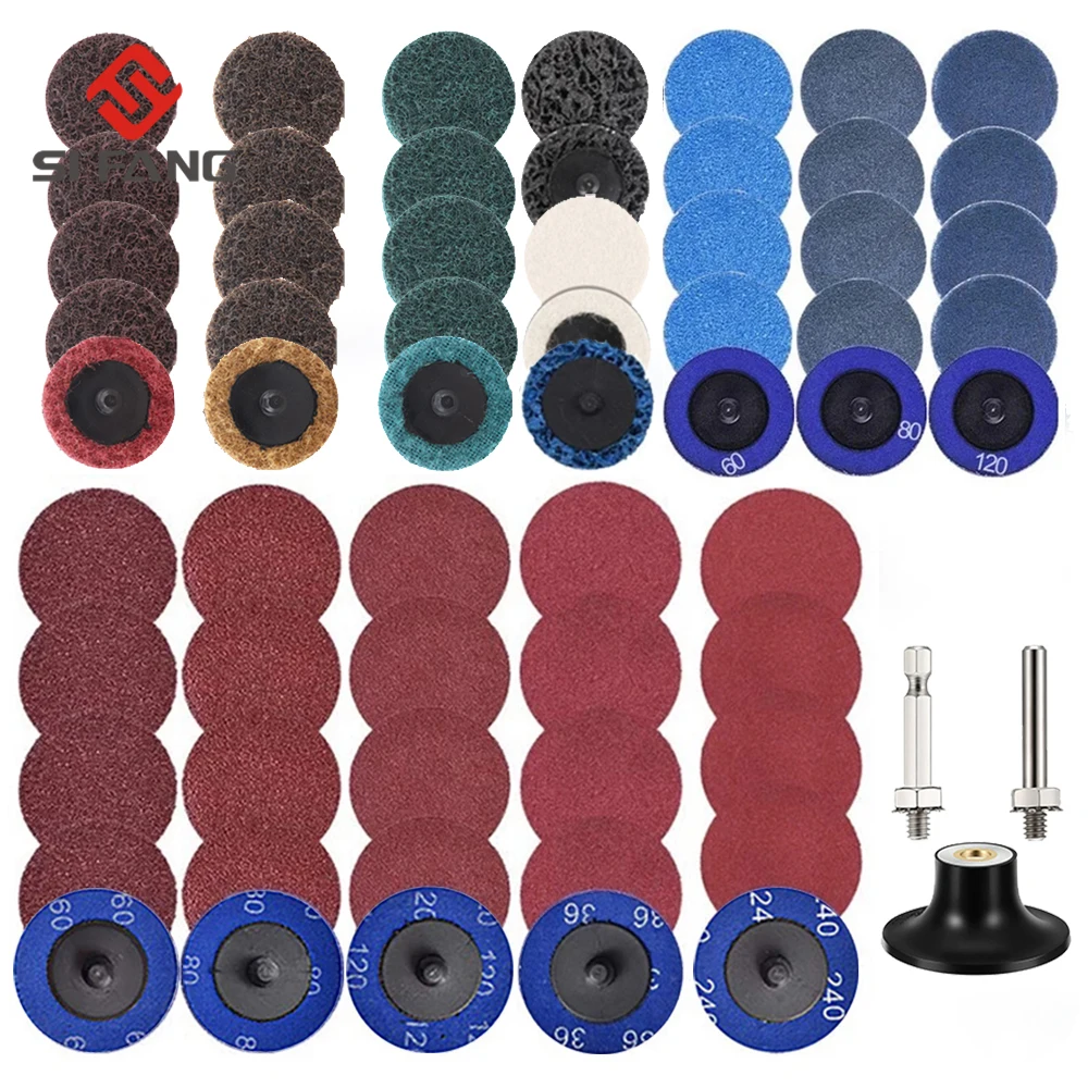 50mm 2 Inch R-type Sanding Discs Roll Lock Surface Sanding Discs Pad Polishing Sandpaper Quick Change Disc For Rotary Tool