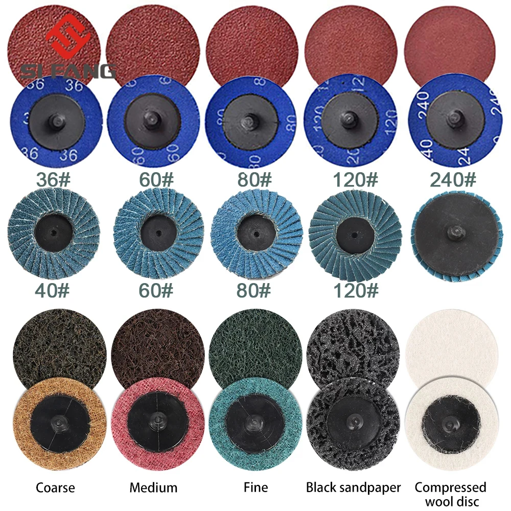 50mm 2 Inch R-type Sanding Discs Roll Lock Surface Sanding Discs Pad Polishing Sandpaper Quick Change Disc For Rotary Tool