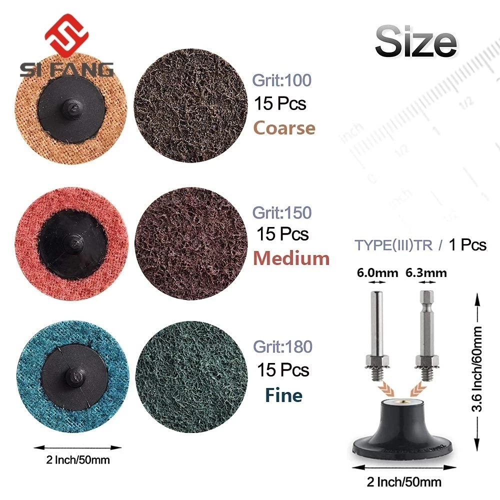 50mm 2 Inch R-type Sanding Discs Roll Lock Surface Sanding Discs Pad Polishing Sandpaper Quick Change Disc For Rotary Tool