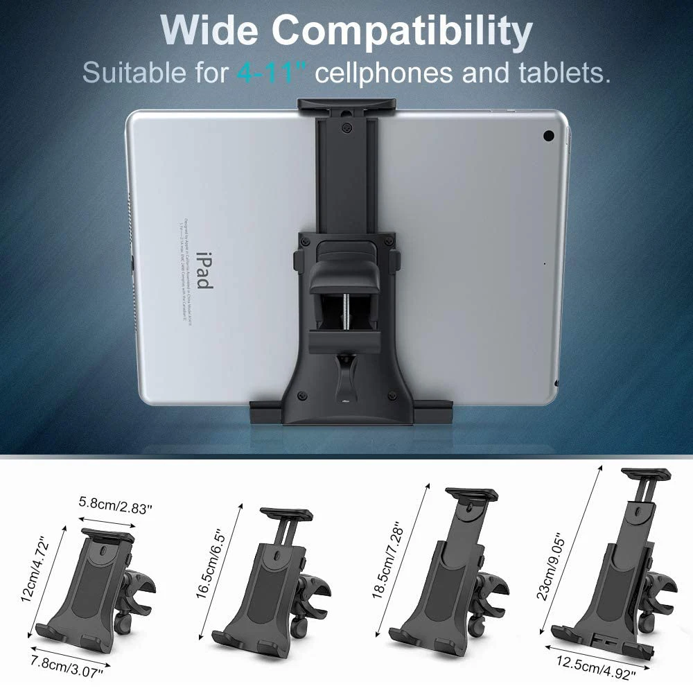 Untoom Bike Tablet Holder Indoor Gym Treadmill Handlebar Bracket Stand for Tablet Mobile Phone Support For 4-12inch Devices iPad