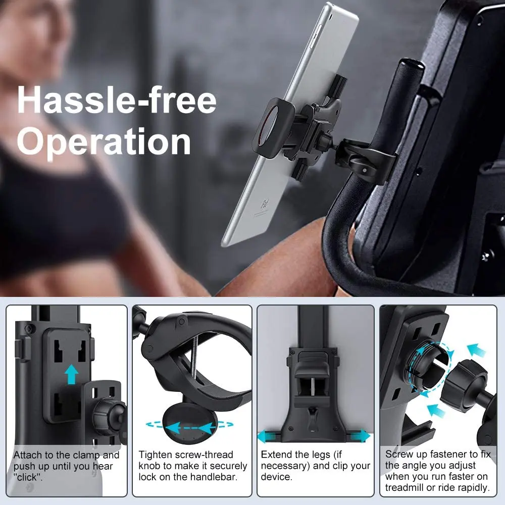 Untoom Bike Tablet Holder Indoor Gym Treadmill Handlebar Bracket Stand for Tablet Mobile Phone Support For 4-12inch Devices iPad