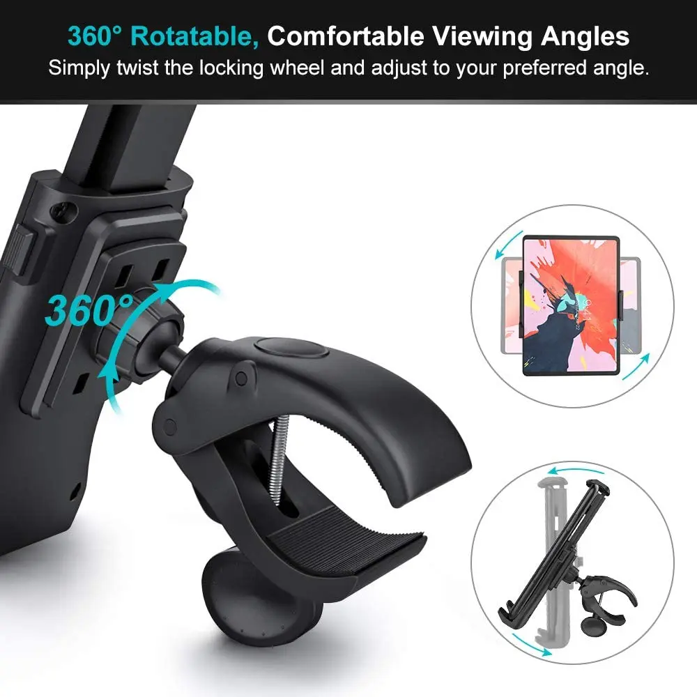 Untoom Bike Tablet Holder Indoor Gym Treadmill Handlebar Bracket Stand for Tablet Mobile Phone Support For 4-12inch Devices iPad