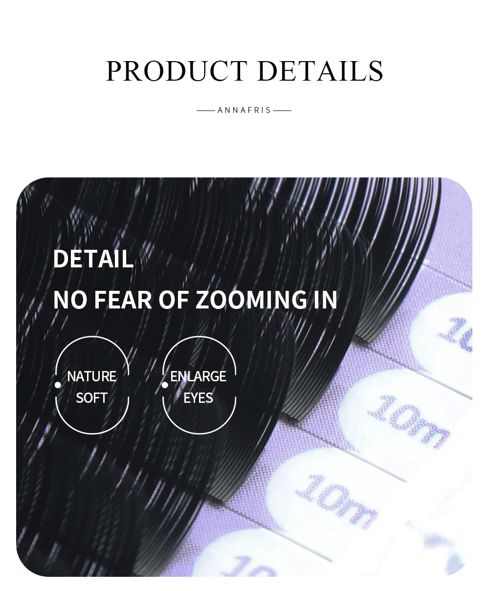 ANNAFRIS 16rows/Tray Matte Black C D DD Curl Individual Eyelash Extension Premium Faux Mink Classic Lash Natural Soft False Lash