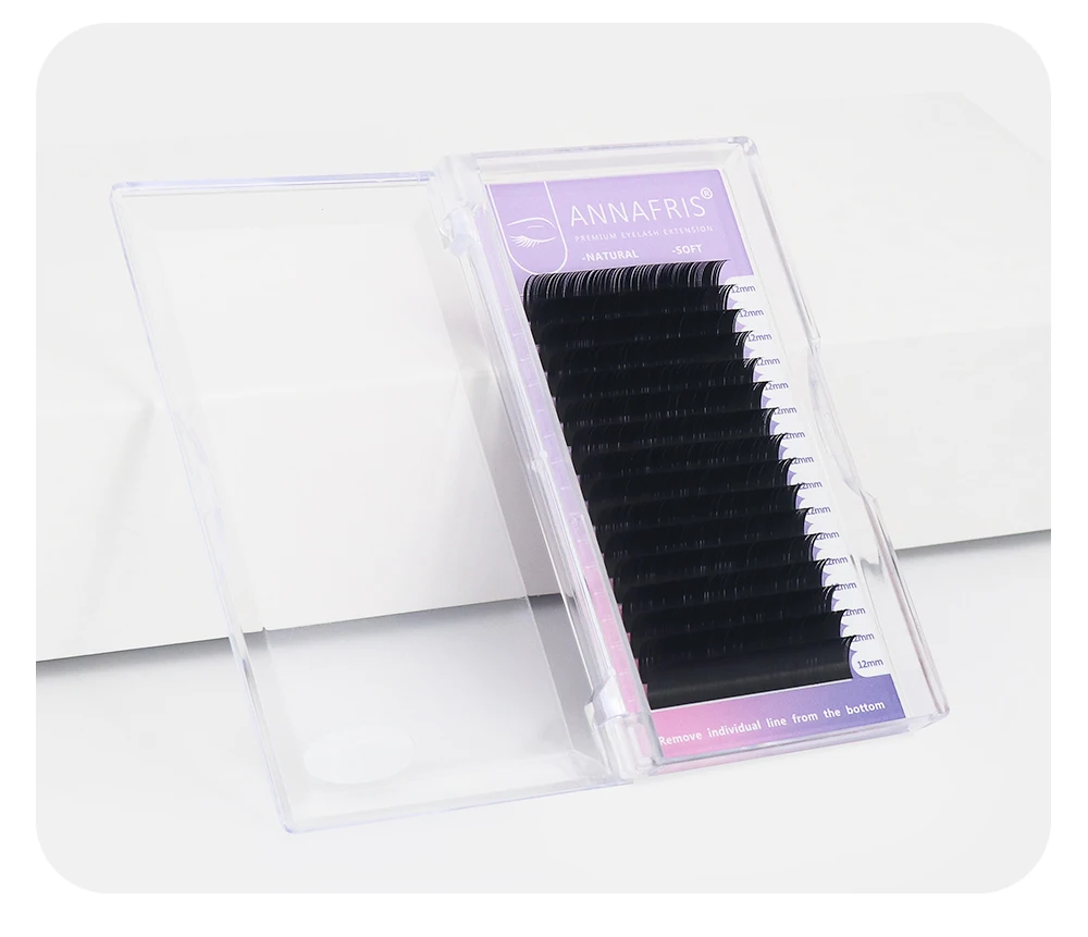 ANNAFRIS 16rows/Tray Matte Black C D DD Curl Individual Eyelash Extension Premium Faux Mink Classic Lash Natural Soft False Lash