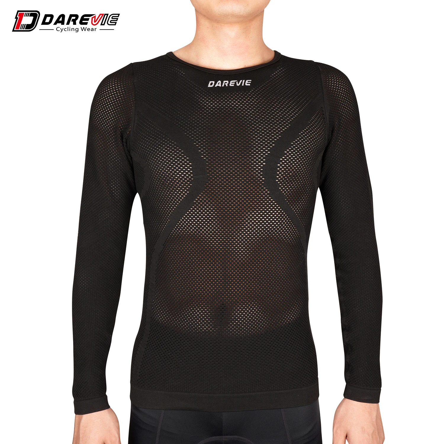 DAREVIE Cycling Jersey Seamless Compression Tight Men's Cycling Jersey Breathable High Elastic Fishnet Shirt Cycling Clothing