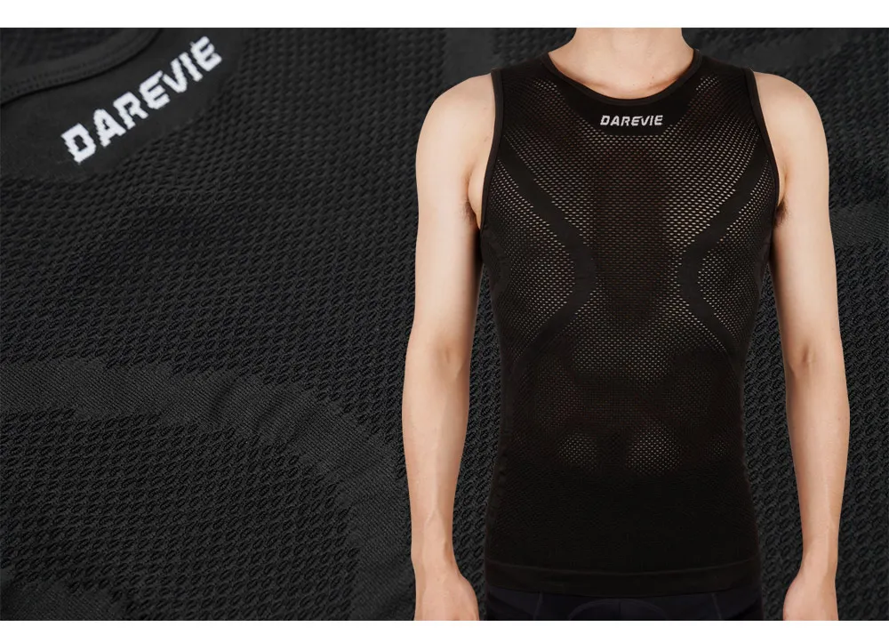 DAREVIE Cycling Jersey Seamless Compression Tight Men's Cycling Jersey Breathable High Elastic Fishnet Shirt Cycling Clothing