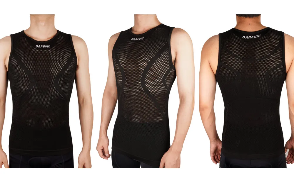 DAREVIE Cycling Jersey Seamless Compression Tight Men's Cycling Jersey Breathable High Elastic Fishnet Shirt Cycling Clothing