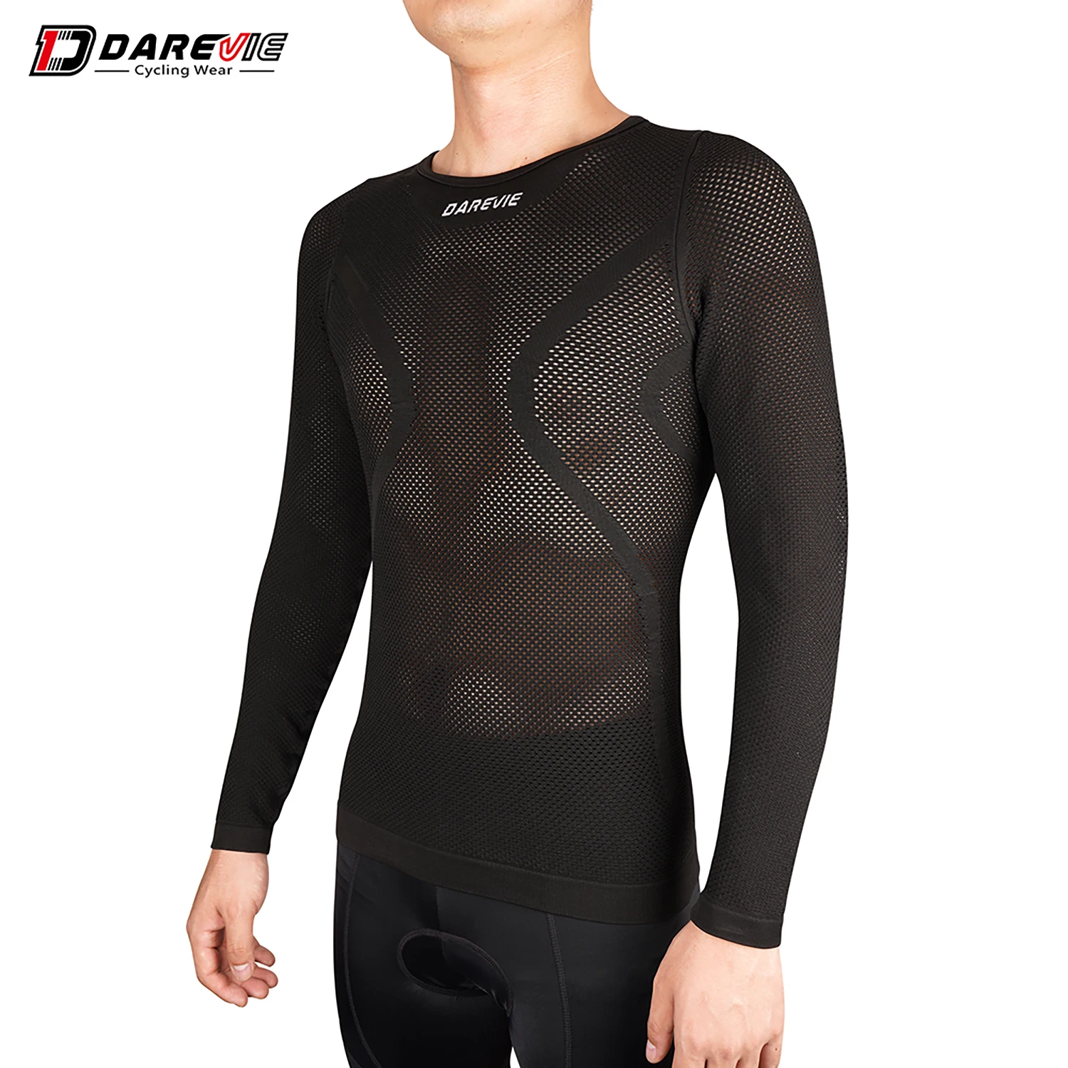 DAREVIE Cycling Jersey Seamless Compression Tight Men's Cycling Jersey Breathable High Elastic Fishnet Shirt Cycling Clothing