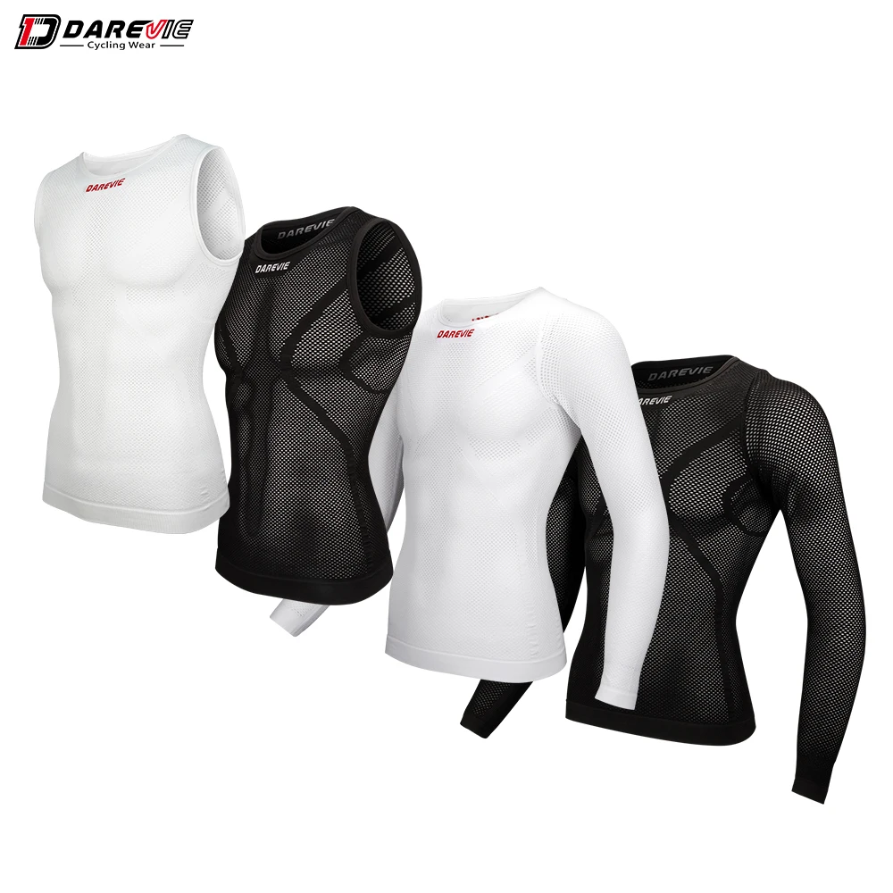 DAREVIE Cycling Jersey Seamless Compression Tight Men's Cycling Jersey Breathable High Elastic Fishnet Shirt Cycling Clothing