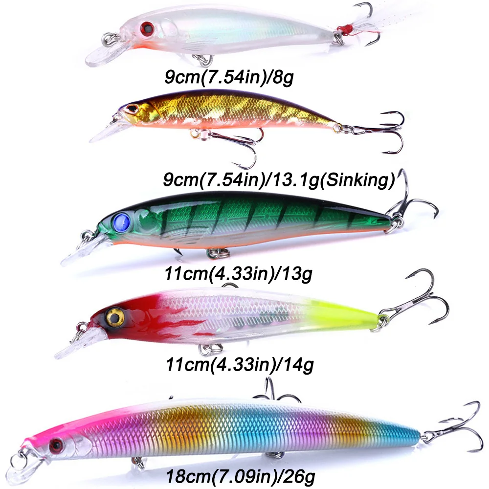 10PCS/Lot Minnow 8g 9g 13.3g 26g Fishing Lure Floating HardBait Pesca Tackle Jerkbait Swimbait Sinking Wobbler Artificial Bait