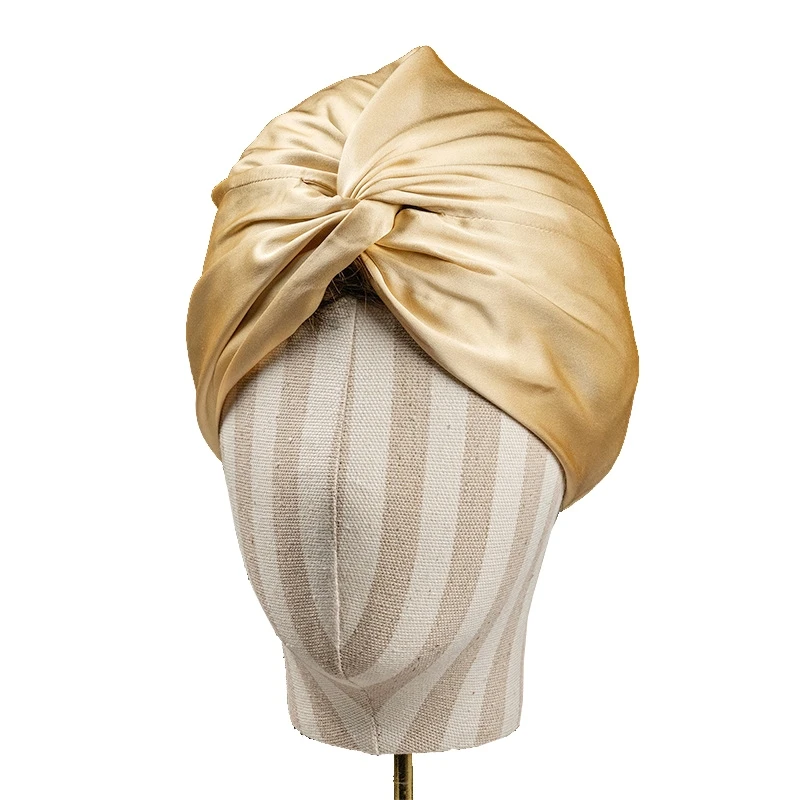 100 Mulberry Silk Turban Bonnets For Women Twisted Sleeping Night Cap 19 Momme Pure Silk Hair Wrap Cap For Curly Ladies Headwrap