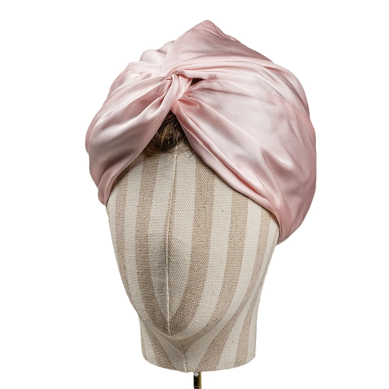 100 Mulberry Silk Turban Bonnets For Women Twisted Sleeping Night Cap 19 Momme Pure Silk Hair Wrap Cap For Curly Ladies Headwrap