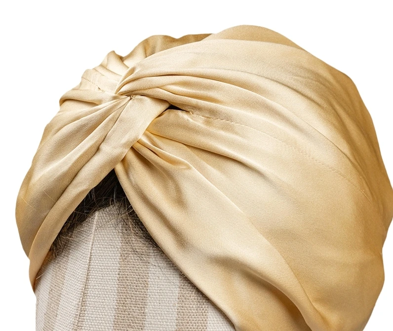 100 Mulberry Silk Turban Bonnets For Women Twisted Sleeping Night Cap 19 Momme Pure Silk Hair Wrap Cap For Curly Ladies Headwrap