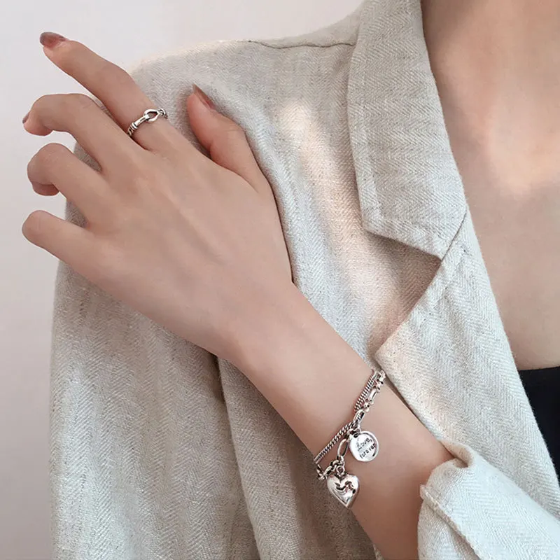 925 Sterling Silver Charms Bracelets For Women Fashion Retro Bracelet Valentine's Day Present Charm Bracelet