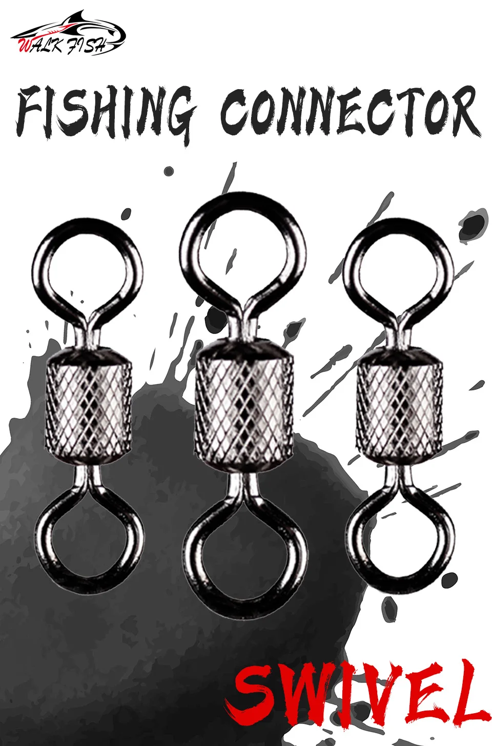 WALK FISH 50PCS/Lot Fishing Swivels Ball Bearing Swivel with Safety Snap Solid Rings Rolling Swivel for Carp Fishing Accessories