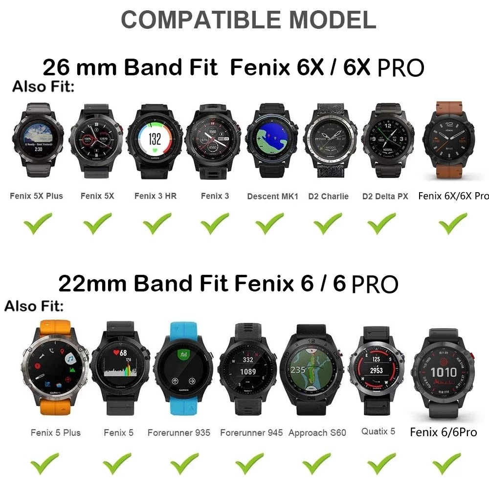 26 22 20MM Watch Band Strap For Garmin Fenix 6X 6 Pro 7X 7 7S 8 47mm 51mm E Silicone Wristband Fenix Epix Pro 5S 5 Plus Bracelet