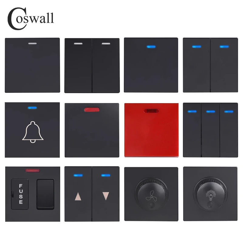 COSWALL EU Spain Russia Wall Socket Grounded USB Type A & Type-C Charge Port 2A Output Max. PC Panel Matte Black E20 Series