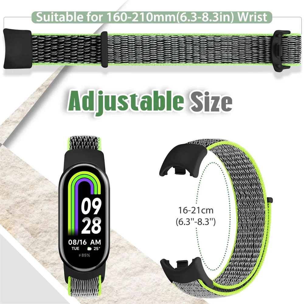 Nylon Loop Sports Strap for Xiaomi Mi Band 9 NFC SmartWatch Wristband Replacement Correa Mi band 9-8 Bracelet Belt Accessories