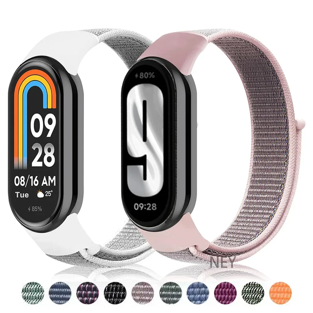 Nylon Loop Sports Strap for Xiaomi Mi Band 9 NFC SmartWatch Wristband Replacement Correa Mi band 9-8 Bracelet Belt Accessories