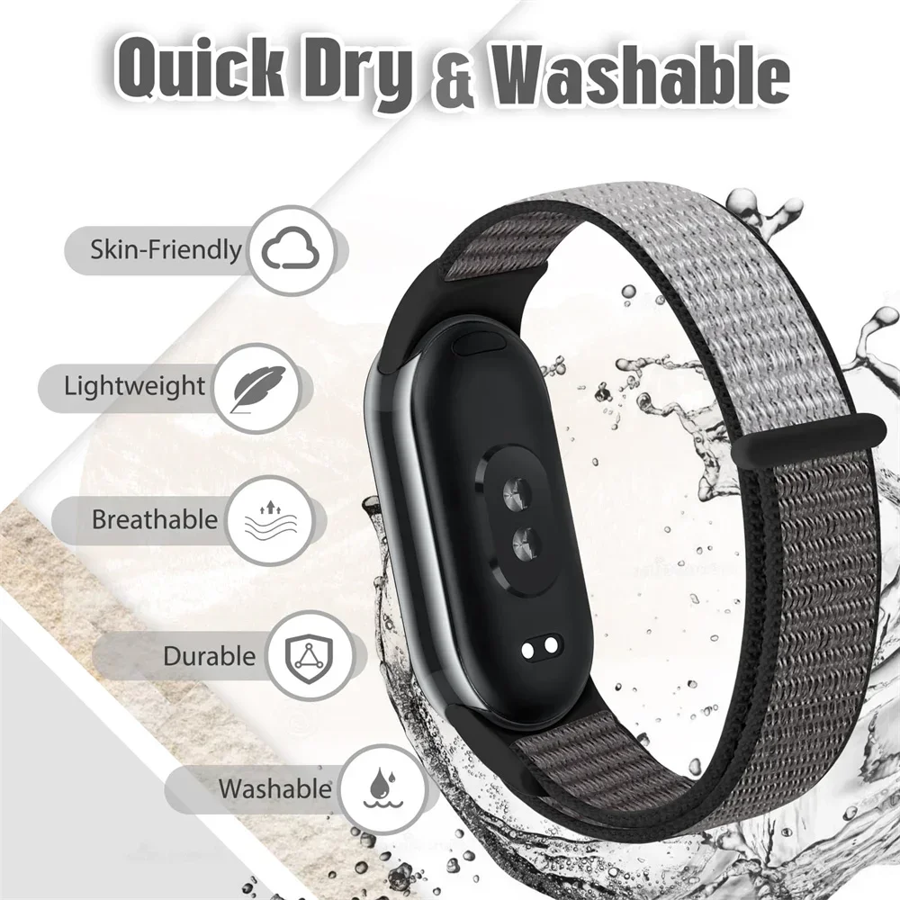 Nylon Loop Sports Strap for Xiaomi Mi Band 9 NFC SmartWatch Wristband Replacement Correa Mi band 9-8 Bracelet Belt Accessories