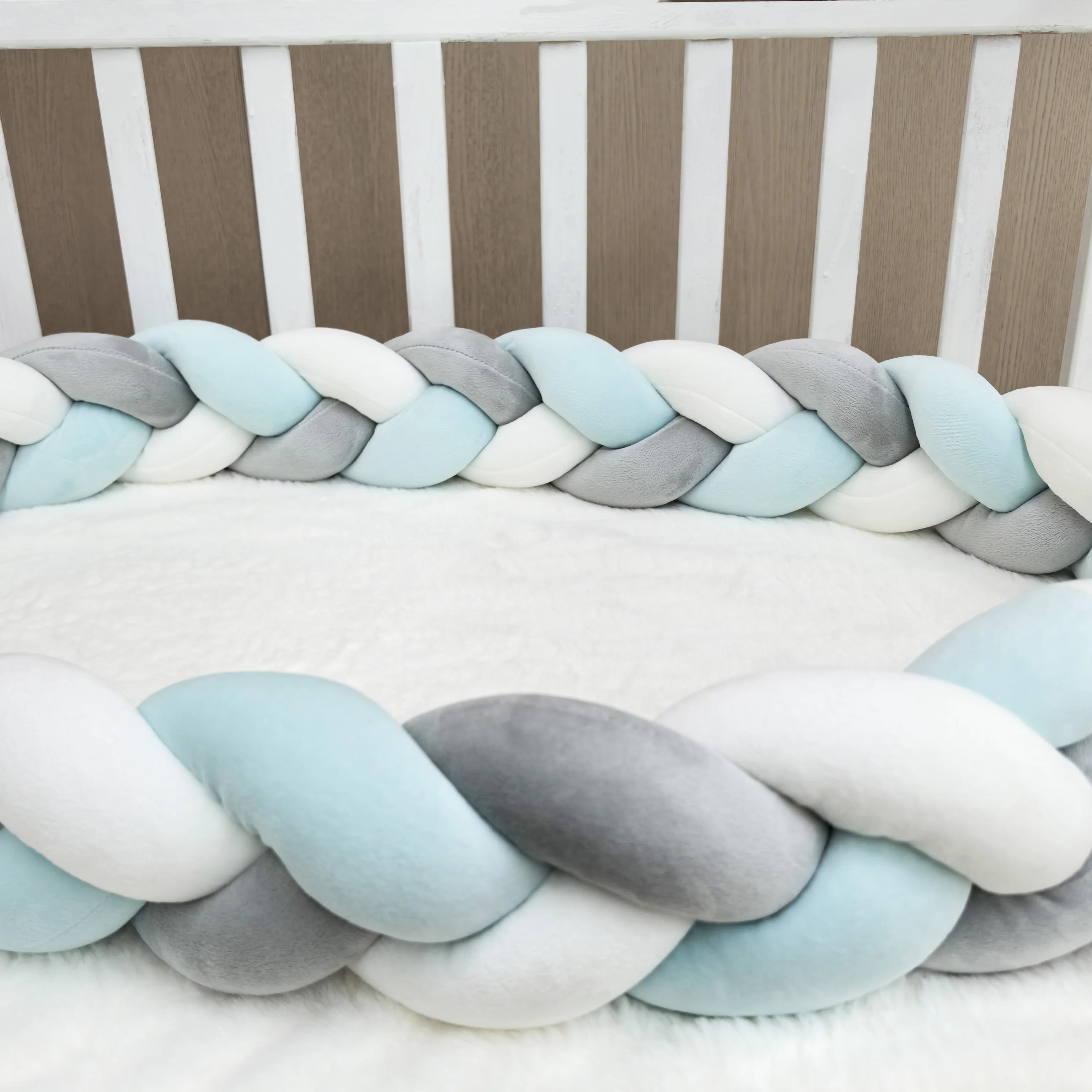1M/2M/3M/4M Baby Bumper Bed Braid Knot Pillow Cushion for Infant Crib Protector Cot Room Decor Bedding Set Boy Decoration