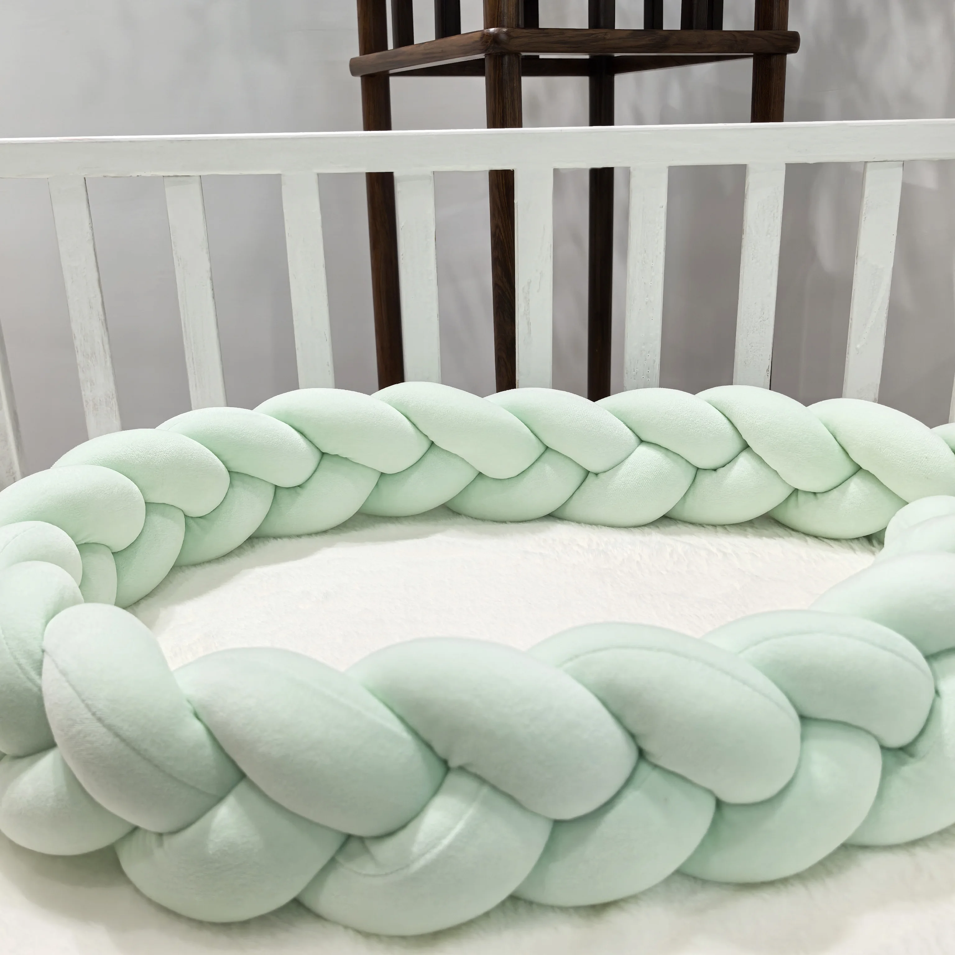 1M/2M/3M/4M Baby Bumper Bed Braid Knot Pillow Cushion for Infant Crib Protector Cot Room Decor Bedding Set Boy Decoration