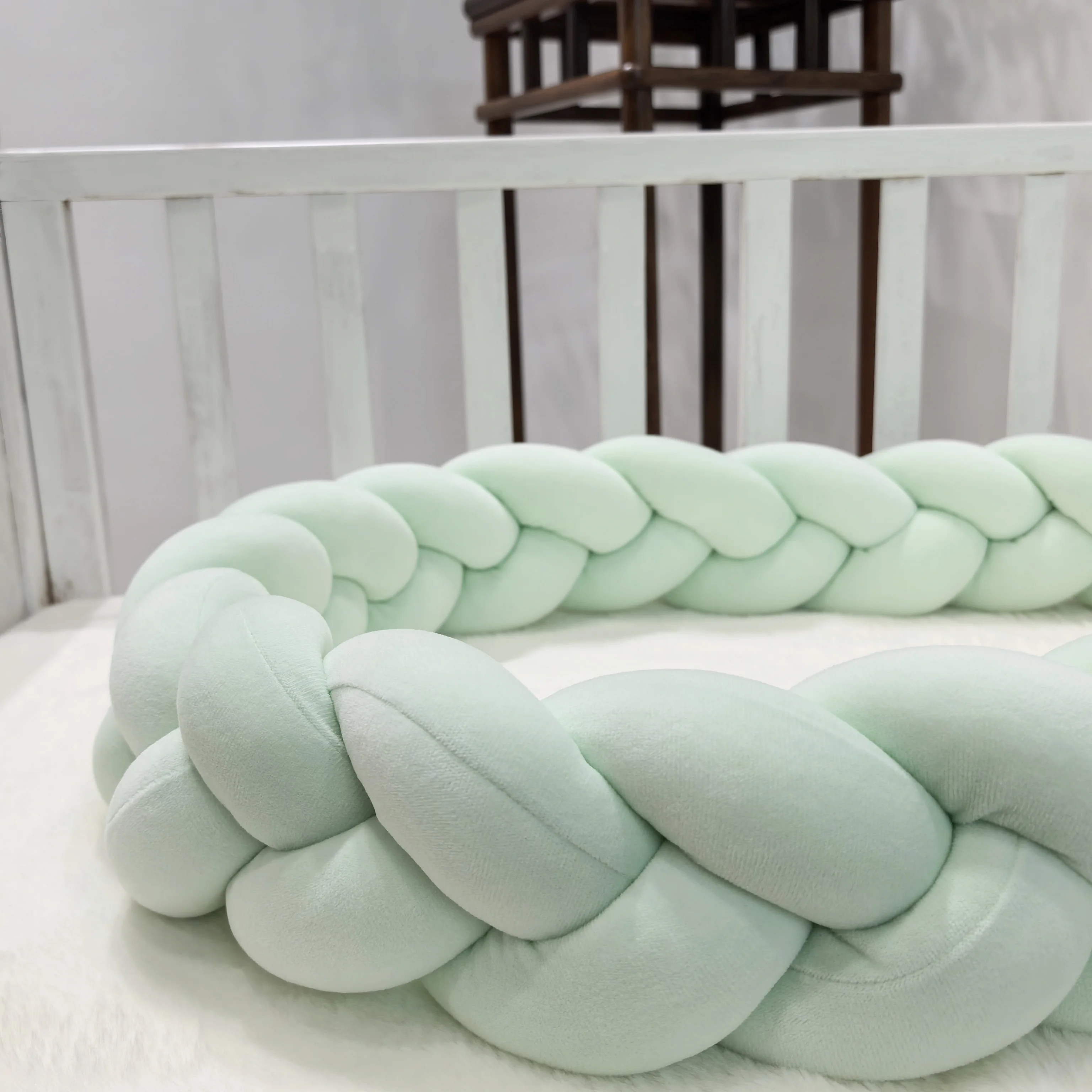 1M/2M/3M/4M Baby Bumper Bed Braid Knot Pillow Cushion for Infant Crib Protector Cot Room Decor Bedding Set Boy Decoration