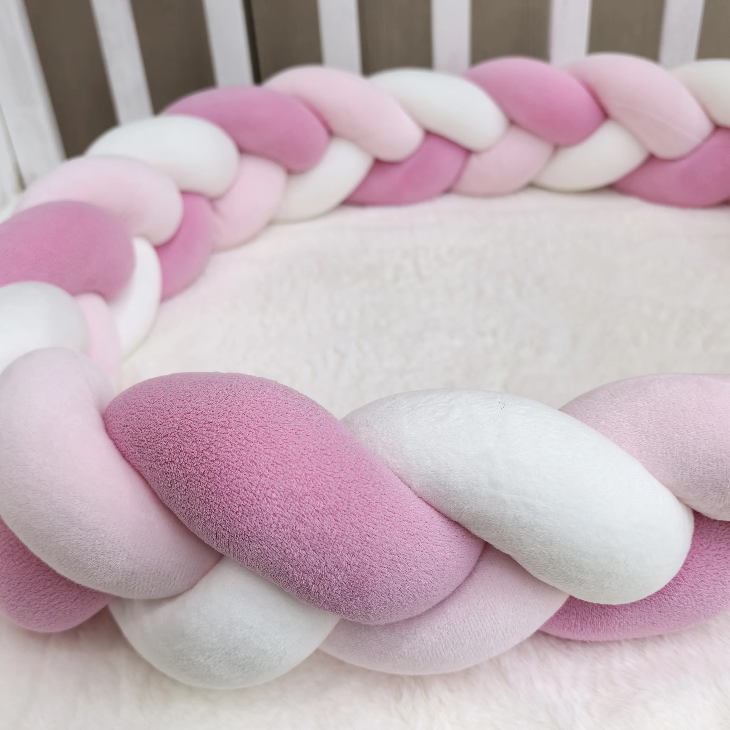 1M/2M/3M/4M Baby Bumper Bed Braid Knot Pillow Cushion for Infant Crib Protector Cot Room Decor Bedding Set Boy Decoration