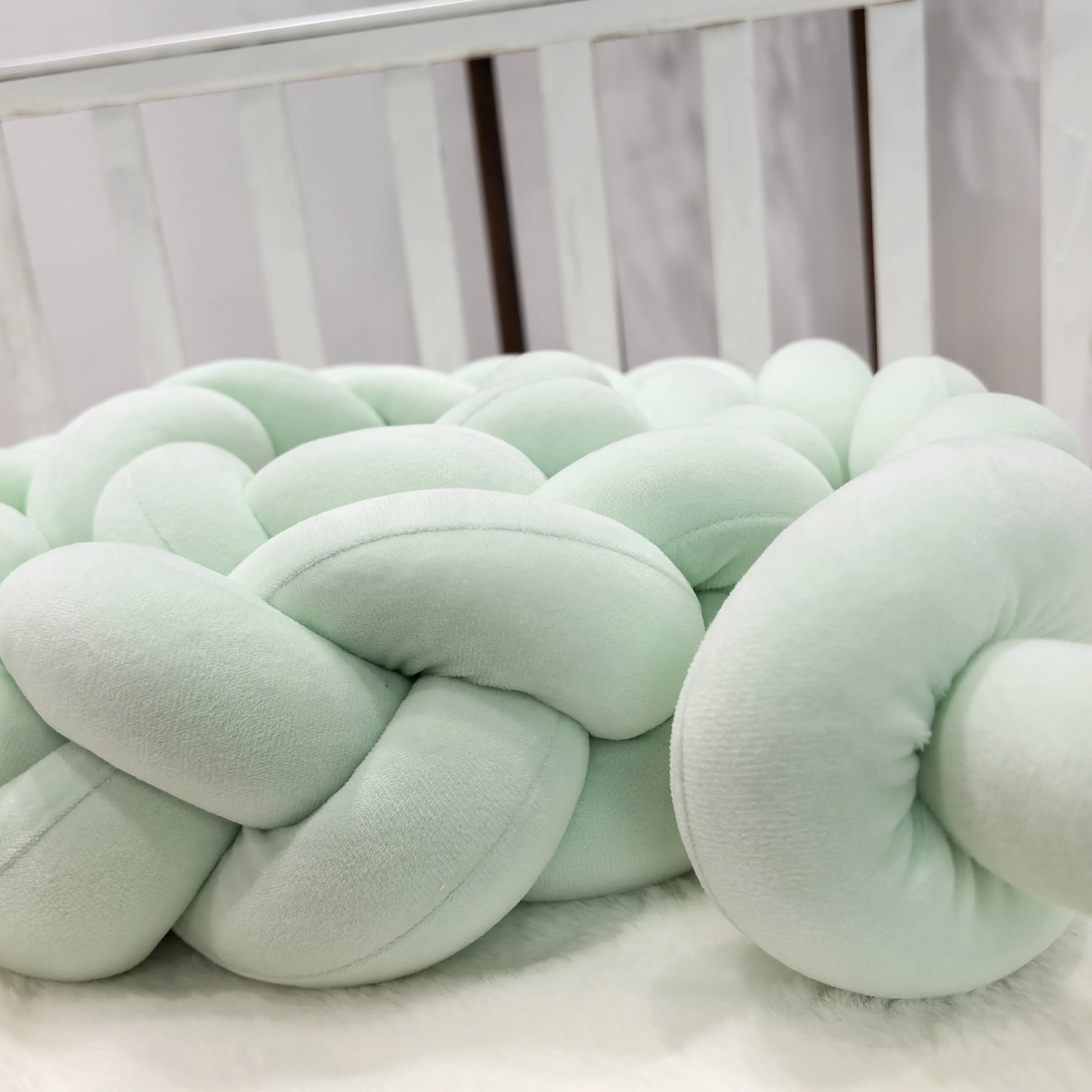 1M/2M/3M/4M Baby Bumper Bed Braid Knot Pillow Cushion for Infant Crib Protector Cot Room Decor Bedding Set Boy Decoration