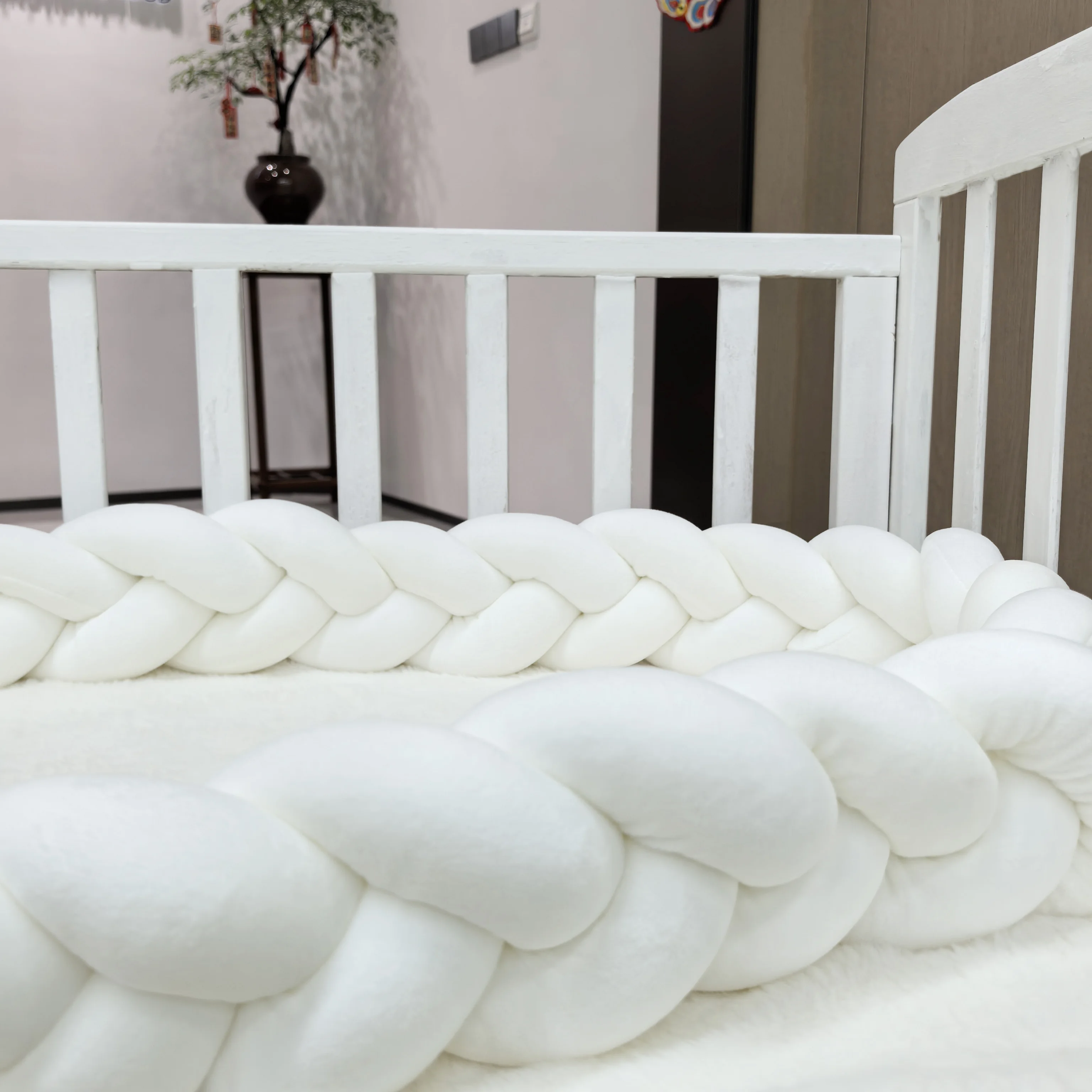 1M/2M/3M/4M Baby Bumper Bed Braid Knot Pillow Cushion for Infant Crib Protector Cot Room Decor Bedding Set Boy Decoration