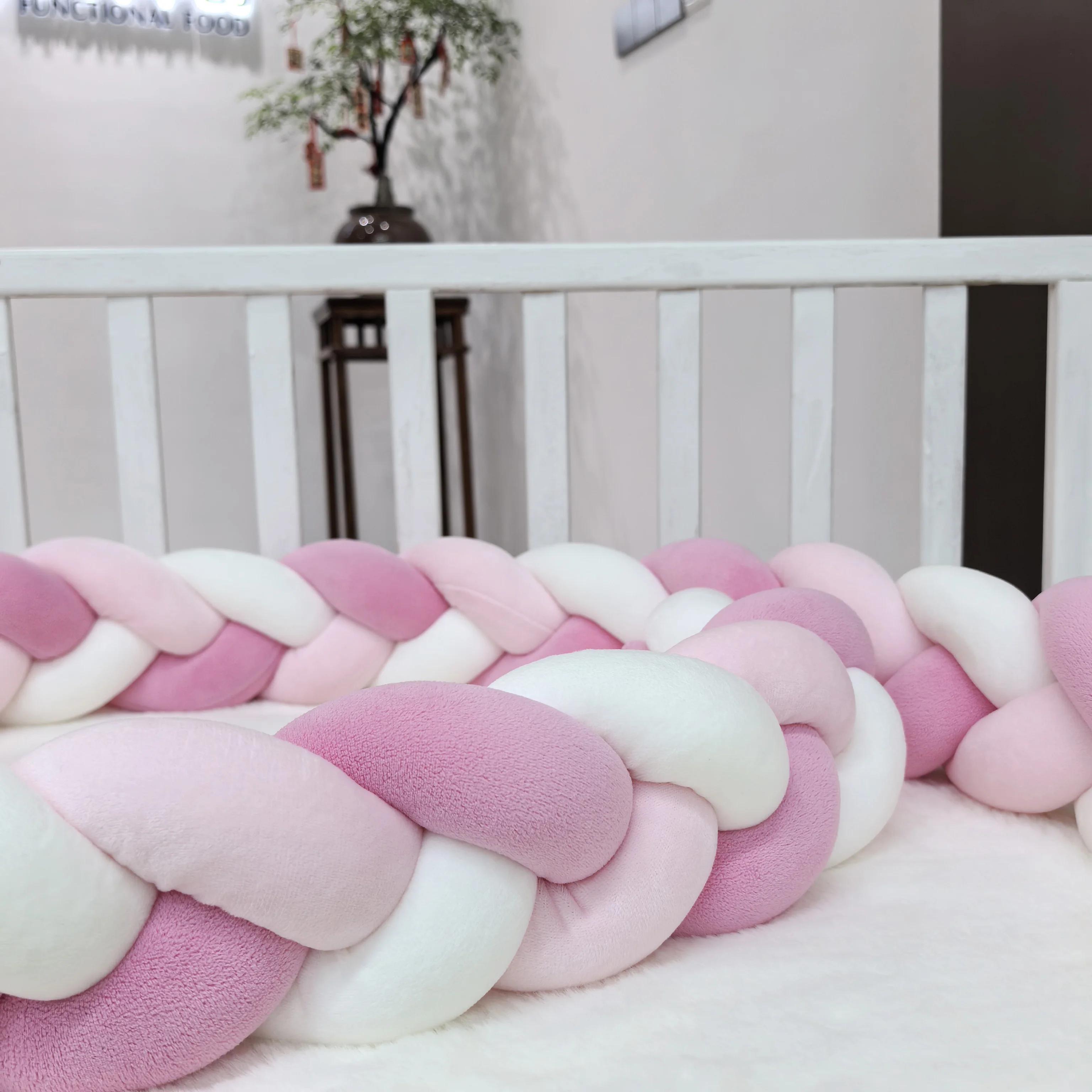 1M/2M/3M/4M Baby Bumper Bed Braid Knot Pillow Cushion for Infant Crib Protector Cot Room Decor Bedding Set Boy Decoration